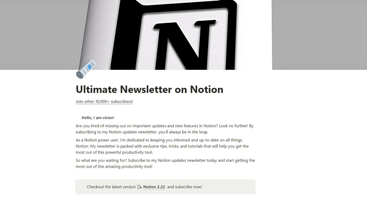 Ultimate Newsletter on Notion by Victor Free Notion Newsletter Templates