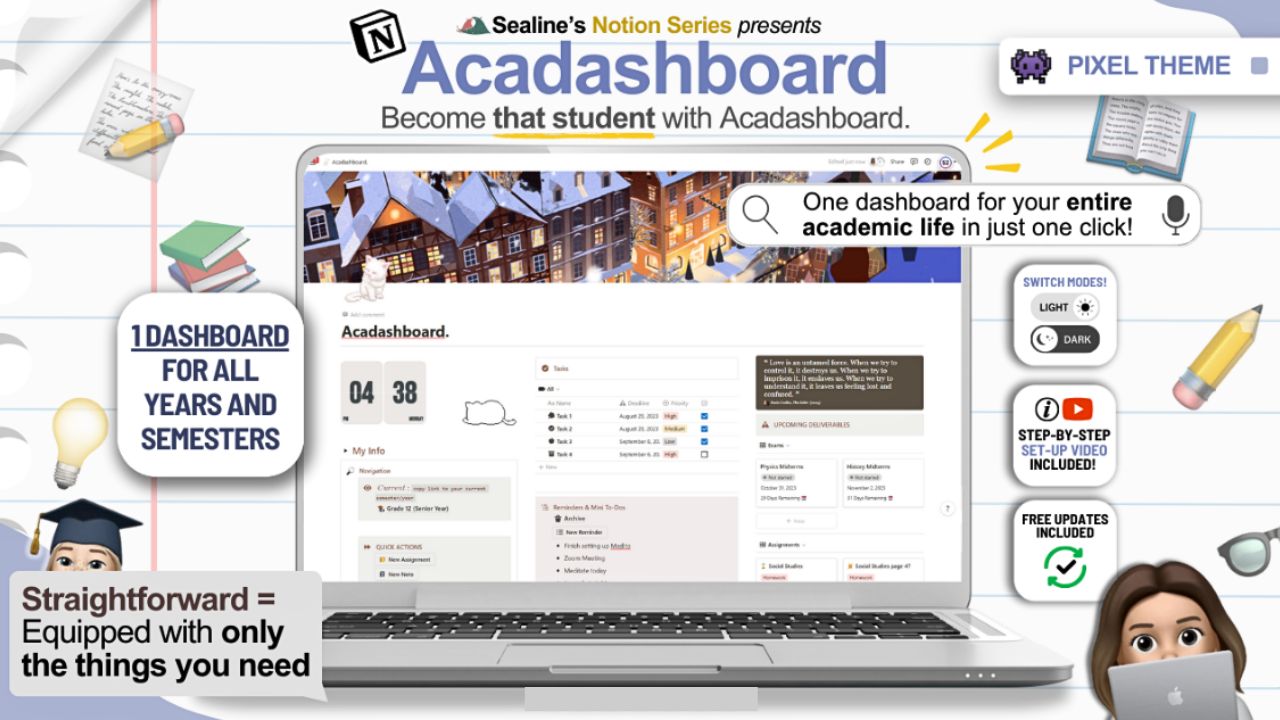 Acadashboard 2024 Paid Notion Templates for Students