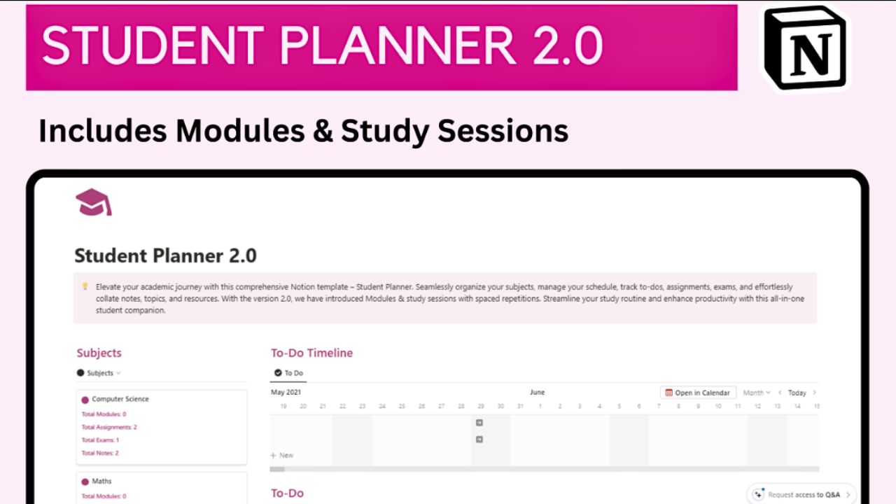 Kryptic Jade’s Student Planner 2.0 Paid Notion Templates for Students